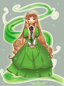 Rating: Safe Score: 0 Tags: 1girl brown_hair dress full_body green_dress heterochromia image long_hair long_sleeves looking_at_viewer puffy_sleeves red_eyes solo suiseiseki v_arms very_long_hair User: admin