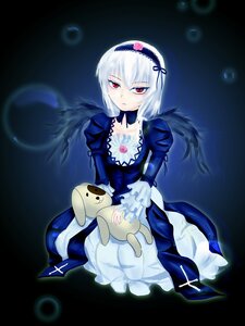 Rating: Safe Score: 0 Tags: 1girl black_background dress frills hairband image juliet_sleeves long_sleeves looking_at_viewer puffy_sleeves red_eyes short_hair solo suigintou User: admin