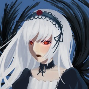 Rating: Safe Score: 0 Tags: 1girl bangs black_feathers black_ribbon black_wings choker feathered_wings feathers flower hairband image long_hair open_mouth puffy_sleeves red_eyes ribbon rose silver_hair simple_background solo suigintou wings User: admin