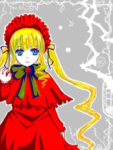Rating: Safe Score: 0 Tags: 1girl auto_tagged bangs blonde_hair blue_eyes bonnet bow bowtie capelet cowboy_shot dress flower green_bow green_neckwear image long_hair long_sleeves looking_at_viewer red_capelet red_dress rose shinku solo twintails User: admin