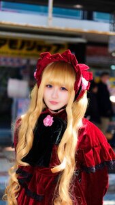 Rating: Safe Score: 0 Tags: 1girl blonde_hair blue_eyes blurry blurry_background blurry_foreground bonnet depth_of_field dress flower lips long_hair looking_at_viewer photo shinku solo upper_body very_long_hair User: admin