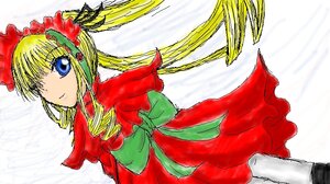 Rating: Safe Score: 0 Tags: 1girl blonde_hair blue_eyes bonnet bow dress drill_hair flower green_bow image long_hair long_sleeves looking_at_viewer red_dress shinku simple_background smile solo twin_drills twintails very_long_hair white_background User: admin