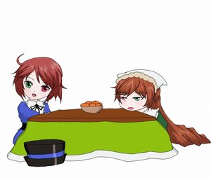 Rating: Safe Score: 0 Tags: 2girls brown_hair food green_eyes head_scarf heterochromia image long_hair multiple_girls open_mouth pair red_eyes short_hair siblings sisters souseiseki suiseiseki table twins User: admin