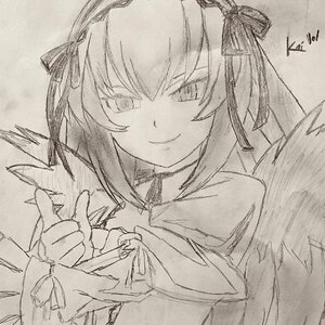 Rating: Safe Score: 0 Tags: 1girl closed_mouth greyscale hair_ribbon image looking_at_viewer monochrome ribbon smile solo suigintou traditional_media upper_body wings User: admin