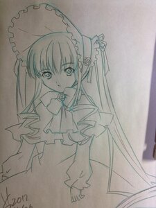 Rating: Safe Score: 0 Tags: 1girl bow bowtie dress frills image long_hair long_sleeves looking_at_viewer marker_(medium) monochrome photo shinku solo traditional_media twintails umbrella very_long_hair User: admin