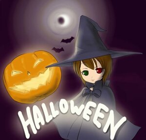 Rating: Safe Score: 0 Tags: 1girl bat brown_hair crescent_moon green_eyes halloween happy_halloween hat heterochromia image jack-o'-lantern looking_at_viewer moon pumpkin red_eyes short_hair solo souseiseki suiseiseki top_hat trick_or_treat witch_hat User: admin