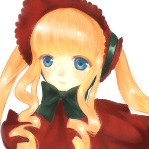 Rating: Safe Score: 0 Tags: 1girl bangs blonde_hair blue_eyes blush bonnet bow bowtie drill_hair image long_hair long_sleeves looking_at_viewer shinku sidelocks simple_background solo twin_drills twintails upper_body white_background User: admin