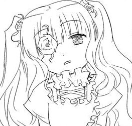 Rating: Safe Score: 0 Tags: 1girl bangs blush dress greyscale hair_ornament image kirakishou lineart long_hair looking_at_viewer monochrome simple_background solo upper_body white_background User: admin