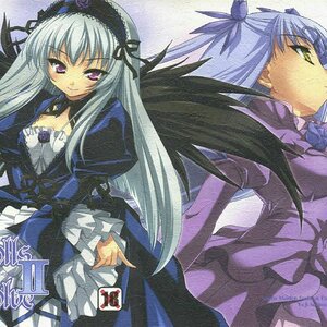 Rating: Safe Score: 0 Tags: 2girls barasuishou black_wings dress frilled_sleeves frills hairband image long_hair long_sleeves looking_at_viewer multiple_girls pair pink_eyes purple_eyes silver_hair smile suigintou traditional_media wings User: admin