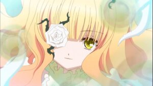 Rating: Safe Score: 0 Tags: 1girl bangs blonde_hair eyebrows_visible_through_hair flower hair_ornament image kirakishou long_hair looking_at_viewer rose solo white_flower white_rose yellow_eyes User: admin