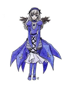 Rating: Safe Score: 0 Tags: 1girl black_wings dress flower frills full_body hairband image long_hair long_sleeves looking_at_viewer puffy_sleeves silver_hair simple_background solo standing suigintou white_background wings User: admin