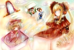 Rating: Safe Score: 0 Tags: 1boy 2girls blonde_hair bonnet bow brown_hair closed_eyes dress flower hat hina_ichigo image long_hair multiple multiple_girls pink_bow shinku siblings suiseiseki tagme twintails User: admin