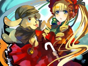 Rating: Safe Score: 0 Tags: 1girl blonde_hair blue_eyes blush bonnet bow cane commentary_request dress drill_hair frills hat holding holding_pipe image kiseru kunkun long_hair otosume_ruiko pipe red_dress rozen_maiden shinku solo stuffed_animal stuffed_dog tongue twintails User: admin