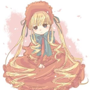 Rating: Safe Score: 0 Tags: 1girl blonde_hair blue_eyes blush bonnet bow bowtie dress frills image long_hair long_sleeves looking_at_viewer petals red_dress shinku solo standing twintails very_long_hair User: admin