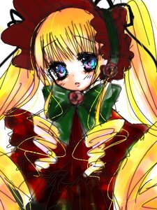 Rating: Safe Score: 0 Tags: 1girl blonde_hair blue_eyes bonnet bow bowtie dress green_bow image long_hair long_sleeves looking_at_viewer red_dress rose shinku simple_background solo twintails very_long_hair white_background User: admin