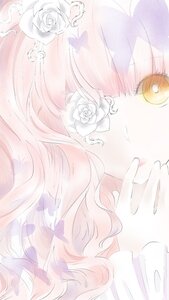 Rating: Safe Score: 0 Tags: 1girl close-up flower hair_flower hair_ornament image kirakishou long_hair pink_hair rose solo white_flower white_rose User: admin