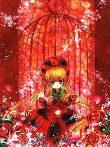 Rating: Safe Score: 0 Tags: 1girl blonde_hair blue_eyes bow bowtie curtains dress flower green_bow green_neckwear image long_hair long_sleeves looking_at_viewer red_dress red_flower red_theme rose shinku solo standing twintails very_long_hair User: admin