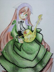 Rating: Safe Score: 0 Tags: 1girl brown_hair dress frills full_body green_dress green_eyes heterochromia image long_hair long_sleeves looking_at_viewer red_eyes simple_background smile solo suiseiseki traditional_media very_long_hair User: admin