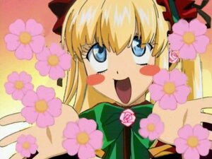 Rating: Safe Score: 0 Tags: 1girl :d auto_tagged blonde_hair blue_eyes blurry blurry_foreground bow depth_of_field flower image long_hair looking_at_viewer open_mouth pink_flower pink_rose shinku smile solo v User: admin