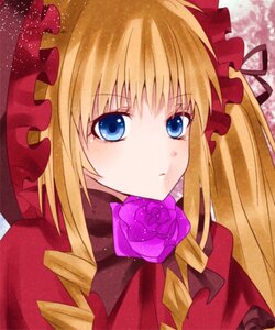 Rating: Safe Score: 0 Tags: 1girl blonde_hair blue_eyes bow drill_hair flower image long_hair looking_at_viewer pink_flower pink_rose rose shinku solo twintails User: admin
