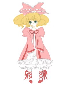 Rating: Safe Score: 0 Tags: 1girl blonde_hair blush bow dress frills full_body green_eyes hina_ichigo hinaichigo image long_sleeves pink_bow pink_dress ribbon shoes short_hair solo standing striped white_background User: admin