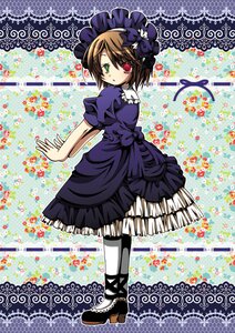 Rating: Safe Score: 0 Tags: 1girl auto_tagged bow brown_hair dress flower frills full_body green_eyes heterochromia image looking_at_viewer pantyhose red_eyes short_hair solo souseiseki User: admin