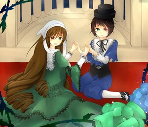 Rating: Safe Score: 0 Tags: 2girls brown_hair dress drill_hair frills green_dress green_eyes hat heterochromia holding_hands image long_hair long_sleeves looking_at_viewer multiple_girls open_mouth pair red_eyes short_hair siblings sisters smile souseiseki suiseiseki top_hat twins very_long_hair User: admin