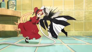 Rating: Safe Score: 0 Tags: 2girls blonde_hair blue_eyes dress hat image long_hair long_sleeves multiple_girls pair red_dress shinku standing suigintou very_long_hair User: admin