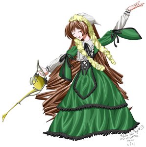 Rating: Safe Score: 0 Tags: 1girl 2006 adrian_villeqas bird brown_hair closed_eyes dress frilled_dress frills full_body green_dress head_scarf image long_hair long_sleeves open_mouth outstretched_arm photoshop_(medium) ribbon rozen_maiden simple_background solo suiseiseki very_long_hair watering_can white_background User: admin
