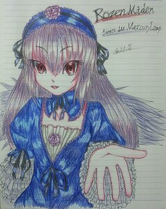 Rating: Safe Score: 0 Tags: 1girl blue_dress dress flower frilled_sleeves frills hairband image long_hair long_sleeves looking_at_viewer puffy_sleeves ribbon rose smile solo suigintou traditional_media upper_body wings User: admin