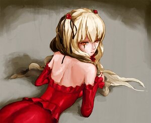 Rating: Safe Score: 0 Tags: 1girl back bare_shoulders blonde_hair costume_switch detached_sleeves dress frills hair_ornament hair_ribbon image long_hair looking_at_viewer looking_back red_dress solo twintails very_long_hair User: admin