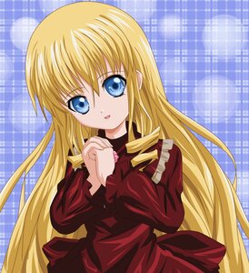 Rating: Safe Score: 0 Tags: 1girl auto_tagged blonde_hair blue_background blue_eyes dress image long_hair long_sleeves looking_at_viewer open_mouth plaid plaid_background shinku smile solo very_long_hair User: admin