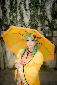 Rating: Safe Score: 0 Tags: 1girl dress flower frills green_hair hair_flower hair_ornament holding_umbrella kanaria lips long_hair parasol rain red_umbrella solo transparent_umbrella umbrella User: admin