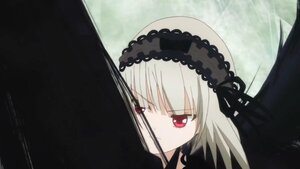 Rating: Safe Score: 0 Tags: 1girl bangs black_ribbon black_wings closed_mouth dress eyebrows_visible_through_hair frills hairband image long_hair red_eyes ribbon silver_hair solo suigintou wings User: admin