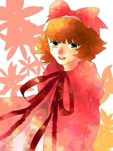 Rating: Safe Score: 0 Tags: 1girl :d autumn autumn_leaves bow brown_hair dress green_eyes hair_bow hinaichigo image leaf looking_at_viewer maple_leaf open_mouth ribbon short_hair smile solo User: admin