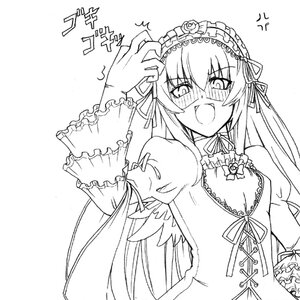 Rating: Safe Score: 0 Tags: 1girl anger_vein blush dress frills greyscale hairband image lolita_hairband long_hair long_sleeves looking_at_viewer monochrome open_mouth ribbon simple_background solo suigintou upper_body User: admin