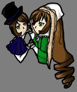 Rating: Safe Score: 0 Tags: 2girls brown_hair dress green_dress green_eyes hat heterochromia image long_sleeves looking_at_viewer multiple_girls pair red_eyes short_hair siblings sisters smile souseiseki suiseiseki top_hat twins white_background User: admin