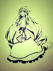 Rating: Safe Score: 0 Tags: 1girl dress image long_hair looking_at_viewer monochrome solo suiseiseki traditional_media very_long_hair User: admin