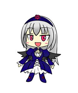 Rating: Safe Score: 0 Tags: 1girl :d blush_stickers chibi dress flower hairband image long_hair long_sleeves open_mouth silver_hair simple_background smile solo suigintou white_background wings User: admin