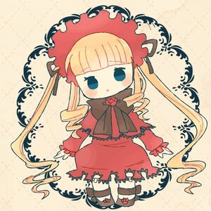 Rating: Safe Score: 0 Tags: 1girl bangs blonde_hair blue_eyes blush bonnet bow bowtie dress drill_hair image long_hair long_sleeves looking_at_viewer red_dress rose shinku solo standing twin_drills twintails User: admin