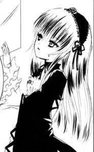 Rating: Safe Score: 0 Tags: 1girl dress frills hairband image lolita_hairband long_hair long_sleeves monochrome ribbon simple_background solo suigintou upper_body very_long_hair white_background User: admin