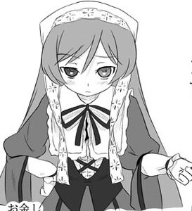 Rating: Safe Score: 0 Tags: 1girl dress greyscale image long_hair long_sleeves looking_at_viewer monochrome neck_ribbon ribbon simple_background solo suiseiseki very_long_hair white_background User: admin