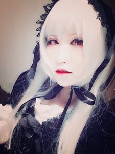 Rating: Safe Score: 0 Tags: 1girl bangs bare_shoulders black_dress choker dress lips long_hair looking_at_viewer red_eyes red_lips ribbon solo suigintou upper_body white_hair User: admin