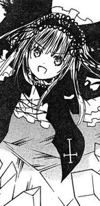 Rating: Safe Score: 0 Tags: 1girl :d choker dress greyscale image long_hair looking_at_viewer monochrome open_mouth smile solo suigintou upper_body User: admin