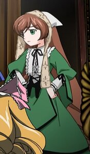 Rating: Safe Score: 0 Tags: 1girl apron brown_hair dress frills green_dress green_eyes image long_hair long_sleeves solo suiseiseki underwear very_long_hair User: admin