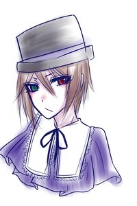 Rating: Safe Score: 0 Tags: closed_mouth green_eyes hat heterochromia image looking_at_viewer red_eyes ribbon simple_background solo souseiseki top_hat white_background User: admin