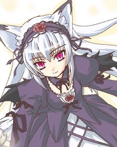 Rating: Safe Score: 0 Tags: 1girl animal_ears choker detached_collar dress flower fox_ears frills gothic_lolita hairband image juliet_sleeves kazami_karasu lolita_fashion lolita_hairband long_hair long_sleeves looking_at_viewer lowres pink_eyes puffy_sleeves red_eyes ribbon rose rozen_maiden silver_hair solo suigintou wings User: admin