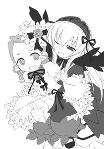 Rating: Safe Score: 0 Tags: 2girls blush dress flower frills greyscale hairband image kanaria lolita_fashion long_hair long_sleeves monochrome multiple_girls one_eye_closed open_mouth pair ribbon rose smile striped suigintou wings User: admin