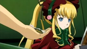 Rating: Safe Score: 0 Tags: 1girl blonde_hair blue_eyes bonnet bow bowtie dress flower green_bow image long_hair long_sleeves looking_at_viewer red_dress rose shinku sidelocks solo twintails User: admin