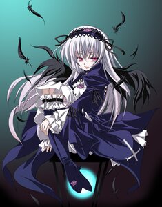 Rating: Safe Score: 0 Tags: 1girl bird black_wings boots dress feathers floating frilled_sleeves frills full_body hairband image long_hair long_sleeves looking_at_viewer pale_skin pink_eyes rozen_maiden sen_(astronomy) silver_hair solo suigintou wings User: admin